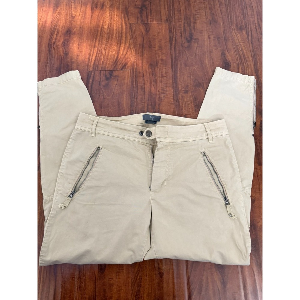 Alexander McQueen Pants Womens 46  White Beige Zip Stretch Cropped Pants Italy